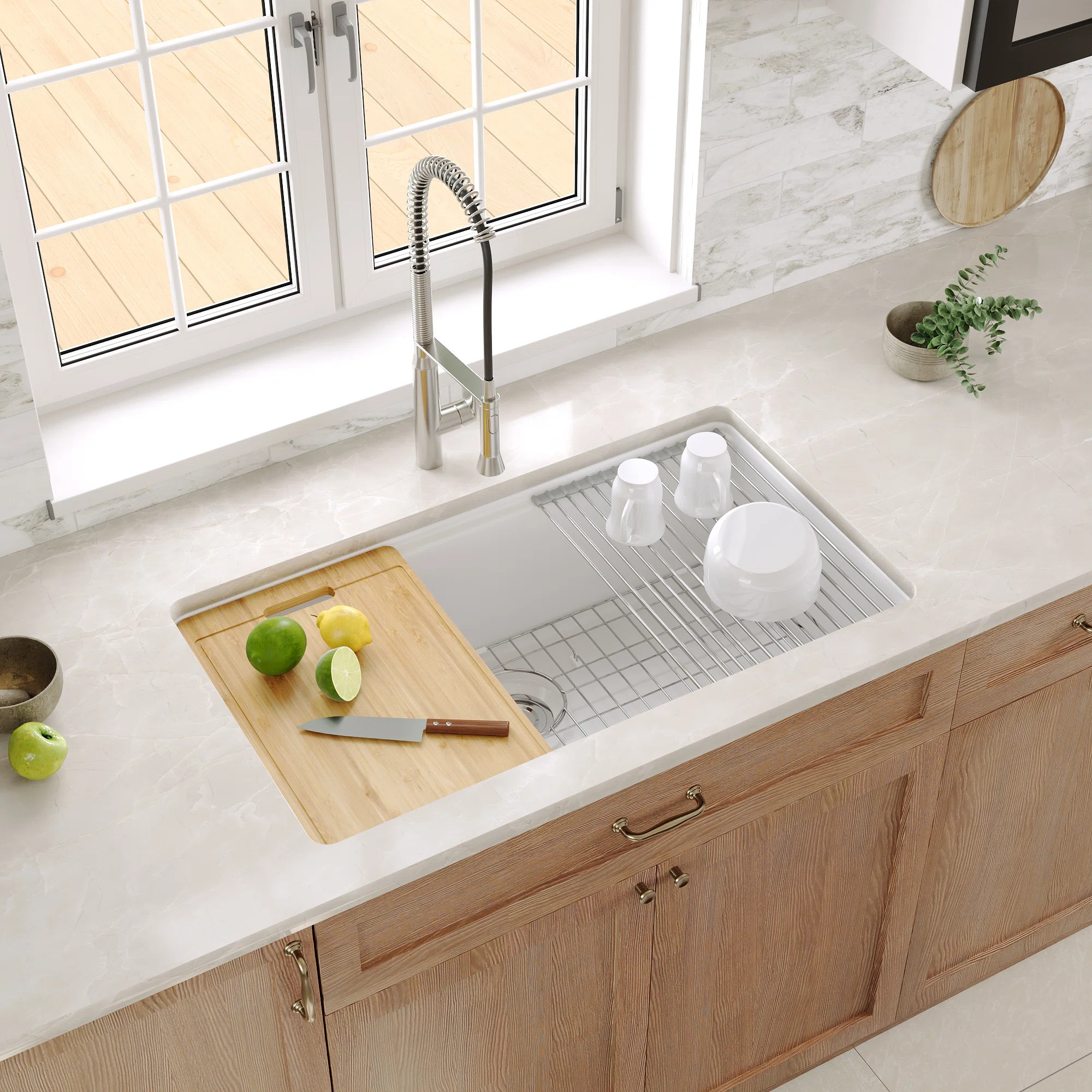 DeerValley Fireclay Workstation Kitchen Sink 33" L x 19" W Large Single Bowl Undermount/Drop-in K... | Wayfair North America