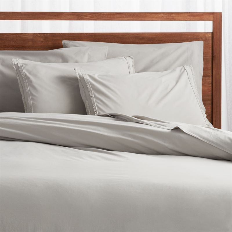 Organic Cotton Grey Eyelash Fringe Duvet Covers and Pillow Shams | Crate & Barrel