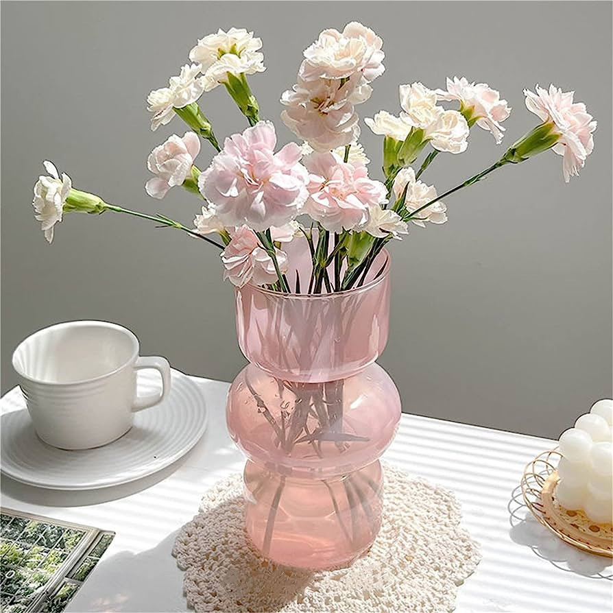 JSPYFITS Glass Hydroponic Flower Vase, 7 Inches Colored Glass Bubble Vase for Flower, Three-Layer... | Amazon (US)