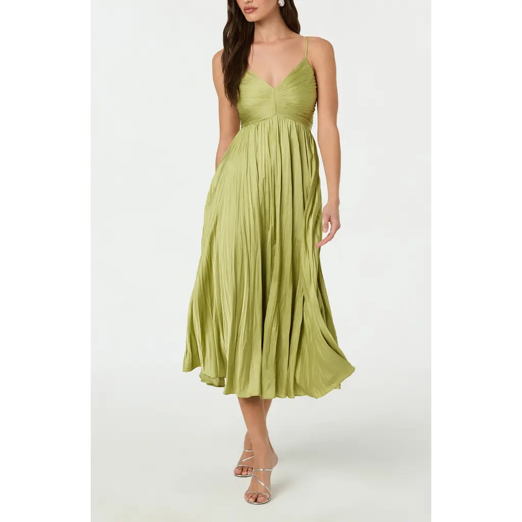 ASTR the Label Maeve Midi Dress in Lime at Nordstrom, Size Large | Nordstrom