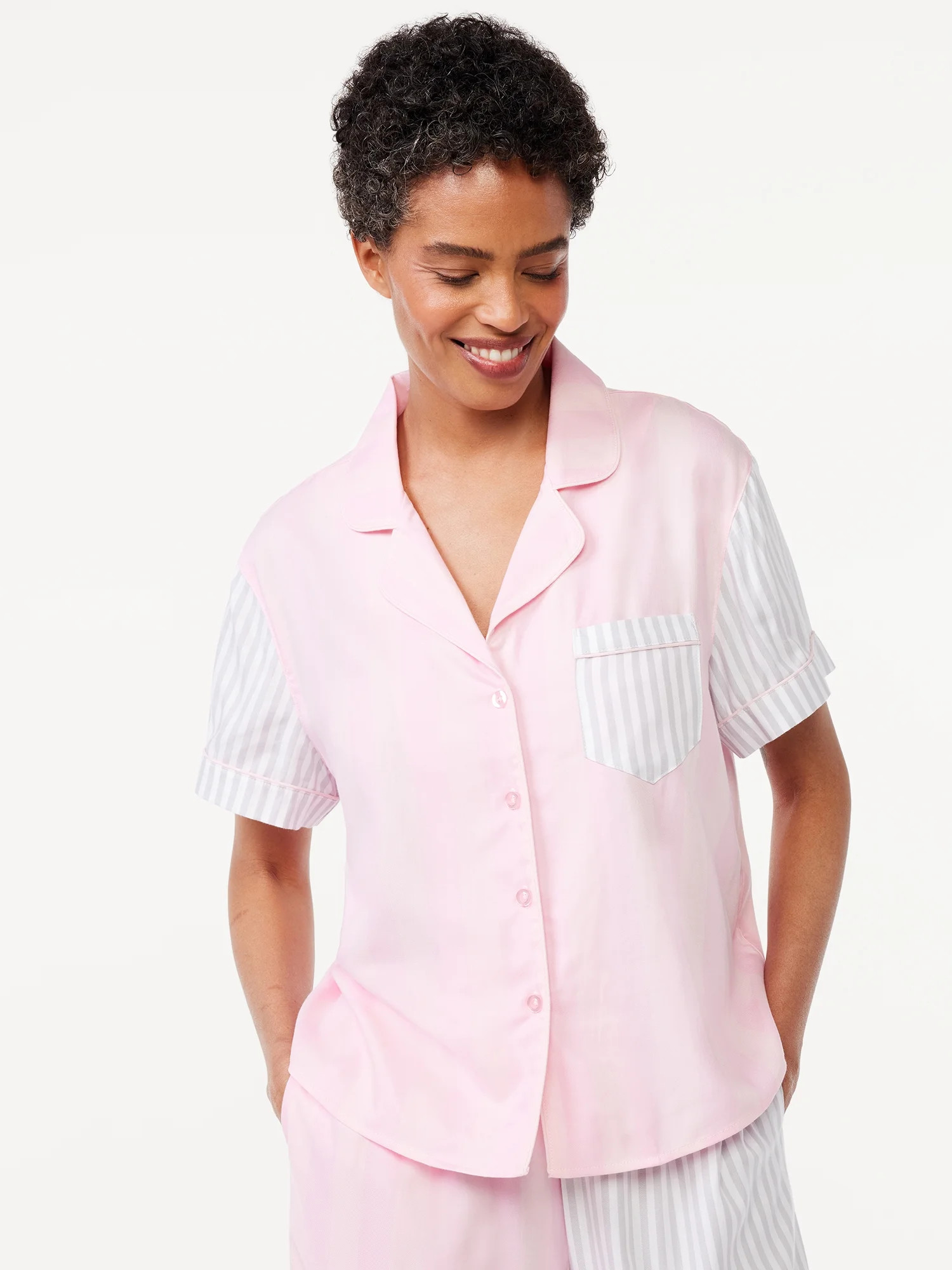 Joyspun Women's Notch Collar Woven Sleep Top, Sizes S to 3X | Walmart (US)
