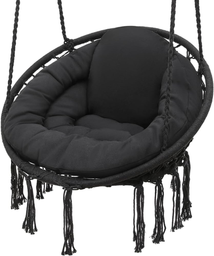 Monibloom Hanging Hammock Chair W/Large Padded Cushion, Macrame Swing Chair for Porch, Max 350 Lb... | Amazon (US)