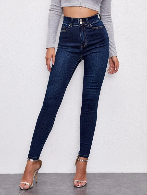 Dark Wash Skinny Jeans | SHEIN