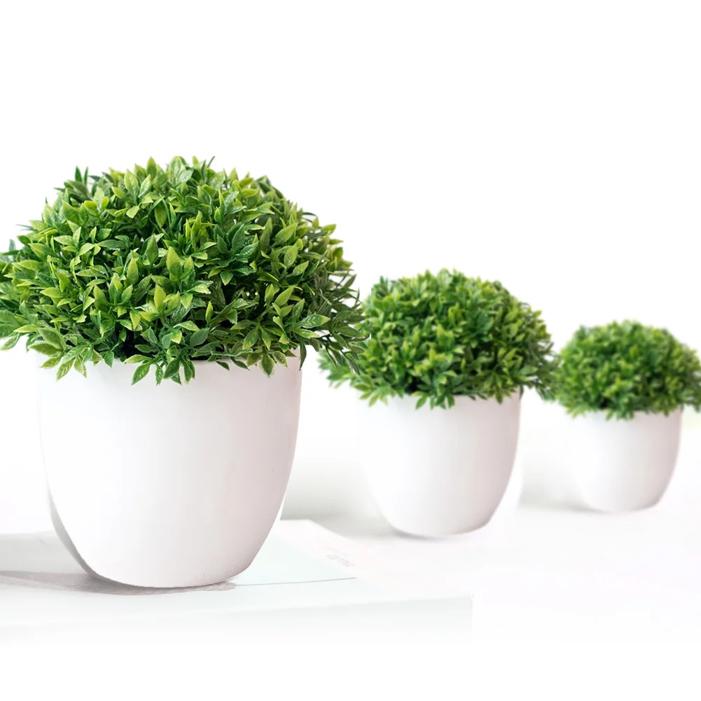 Sunjoy Tech 1/2/3 Pcs Mini Artificial Plants Potted Artificial Ball Shaped Tree Fake Plant Fresh ... | Walmart (US)