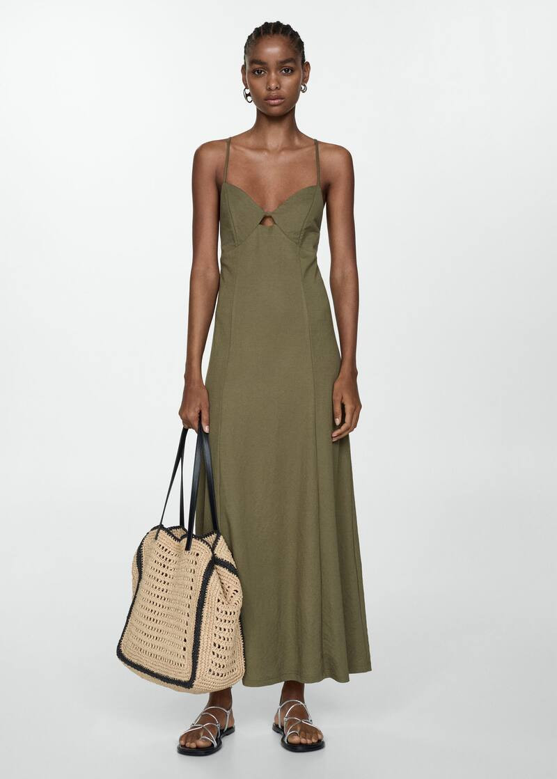 Long dress with straps -  Women | Mango USA | MANGO (US)