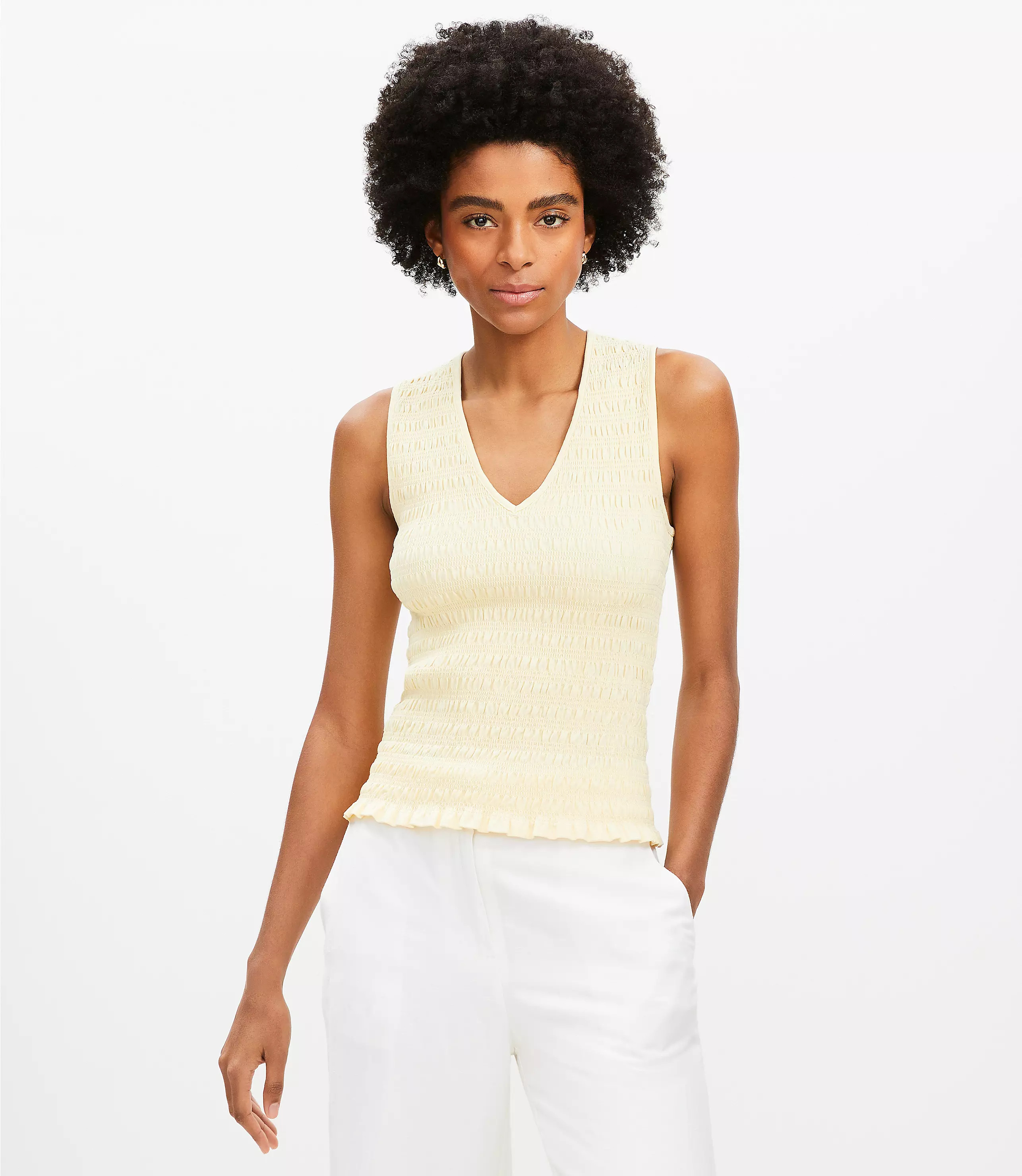 Smocked Modern Tank Top | LOFT