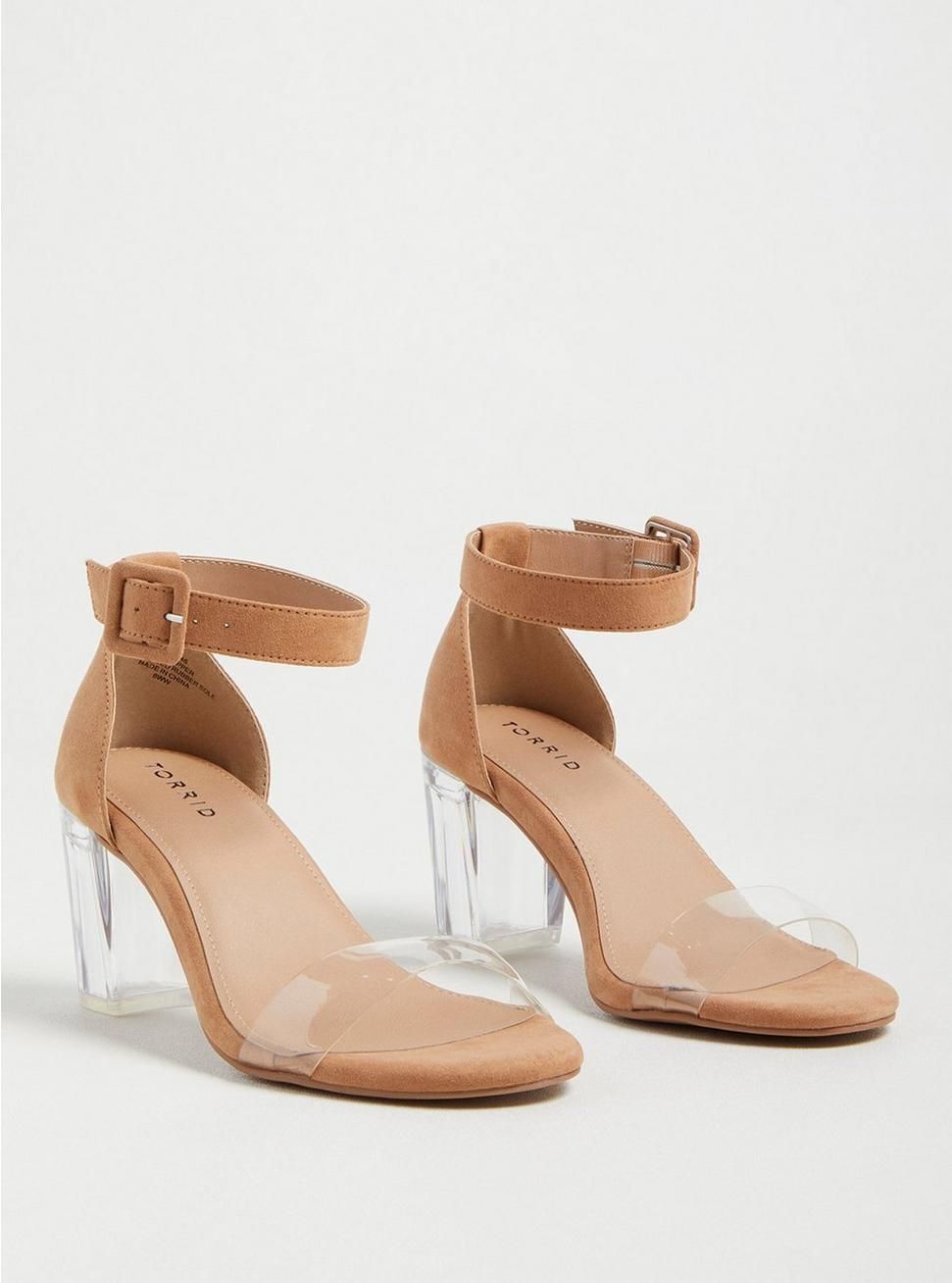 Translucent Block Heel - Faux Suede Camel (WW) | Torrid (US & Canada)