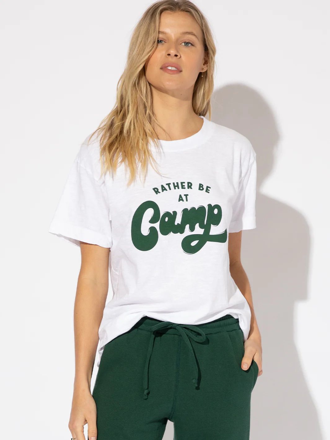 Sub_Urban Riot Women's Rather Be At Camp Slub Boyfriend Tee in Antique White Medium Lord & Taylor | Lord & Taylor