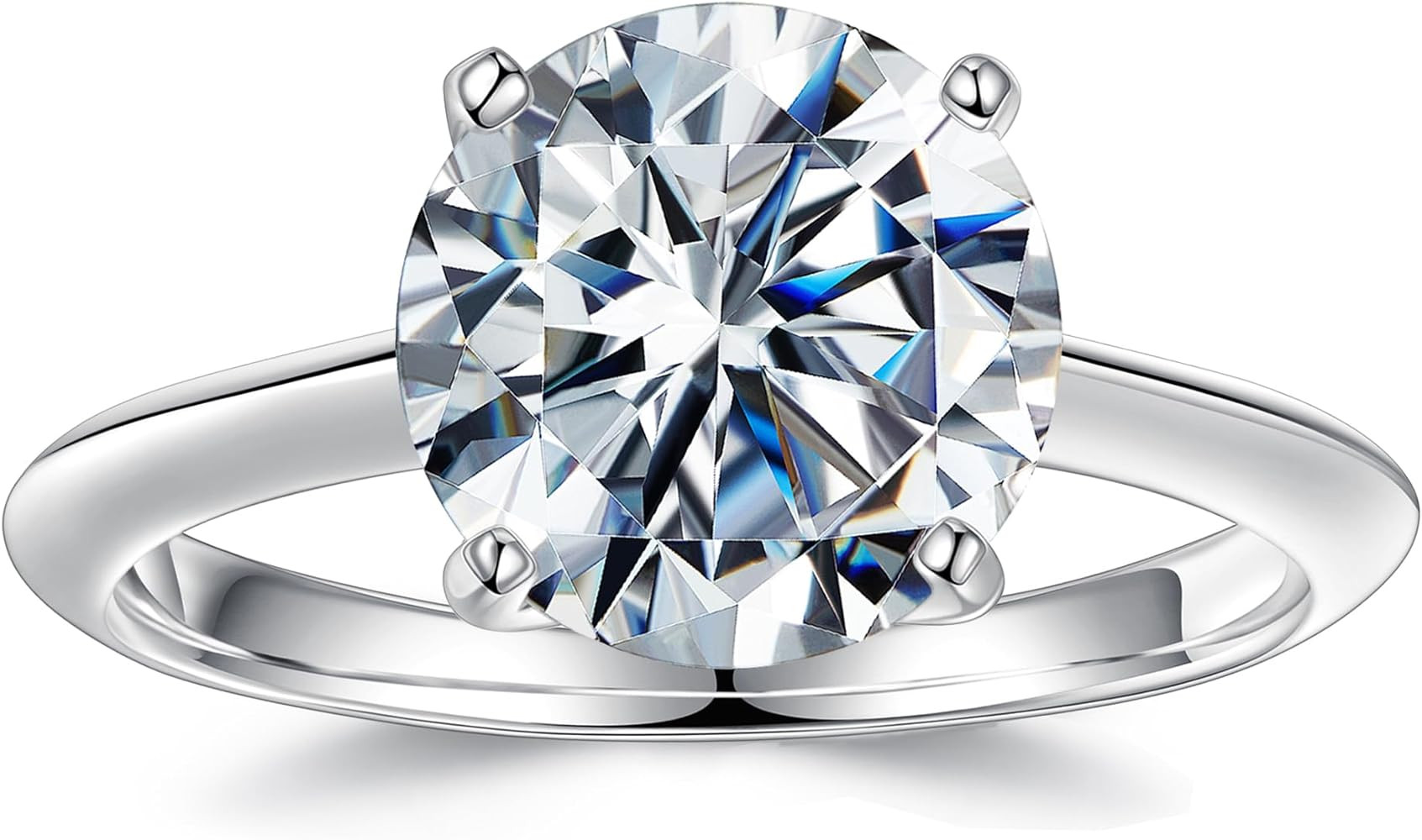MOOSEA 3ct Round Moissanite Rings for Women, Brilliant D Color VVS1 Clarity Classic Lab Created D... | Amazon (US)