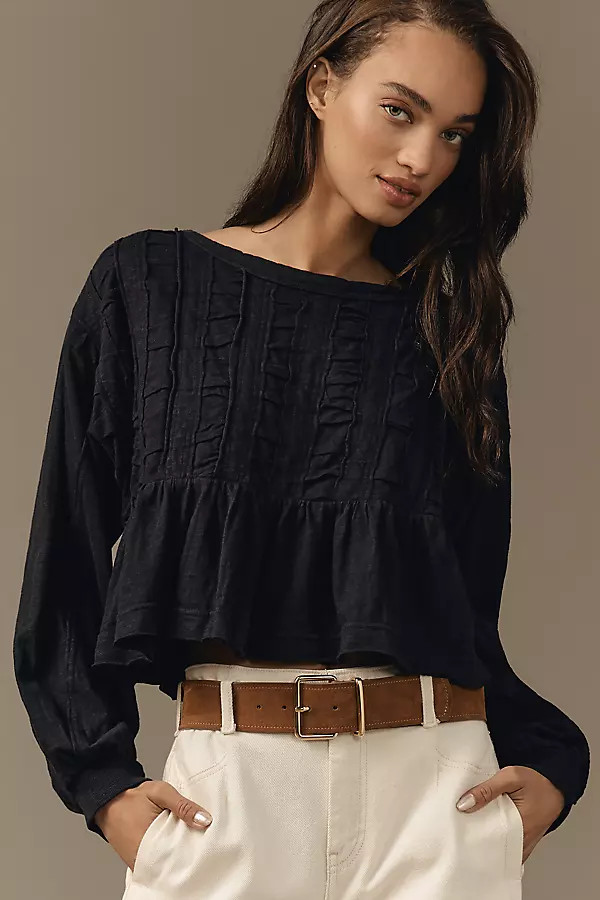 Pilcro Textured Babydoll Top | Anthropologie (US)
