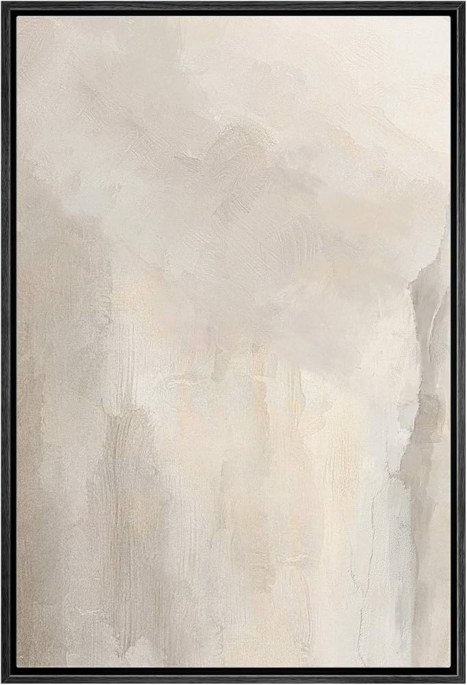 SIGNWIN Framed Canvas Print Wall Art Minimal White Paint Brush Strokes Abstract Shapes Illustrati... | Amazon (US)