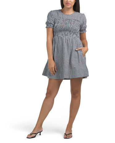 Smocked Top Gingham Mini Dress For Women | TJ Maxx