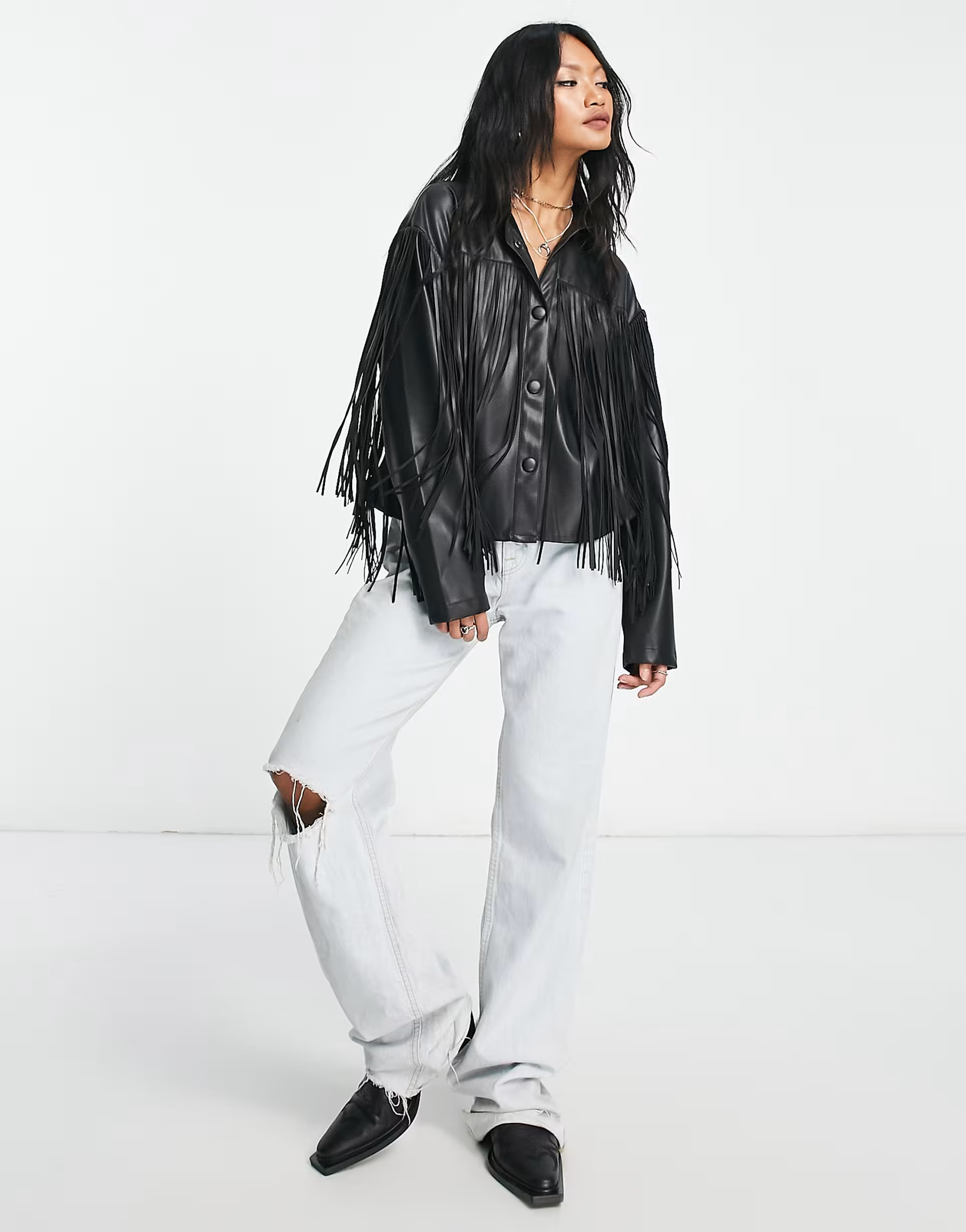 Violet Romance - Jack van imitatieleer met franje in zwart | ASOS (Global)