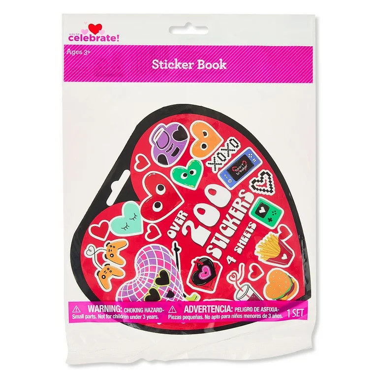 Video Game and Retro Sticker Book, Multicolor, 4 Sheets, Valentine's Day by Way To Celebrate | Walmart (US)