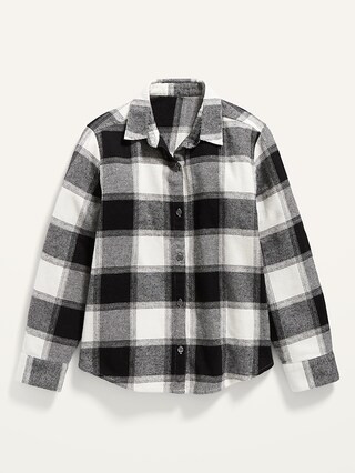 Cozy Long-Sleeve Button-Front Plaid Shirt for Girls | Old Navy (US)