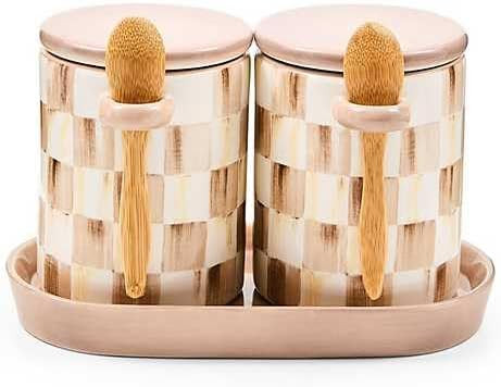 MACKENZIE-CHILDS Farmhouse Canister Set, Brown-and-White Mocha Check | Amazon (US)