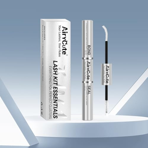 Lash Bond and Seal AiryCute, 150H Long Lasting Waterproof Lash Glue for Eyelash Clusters, Strong Hold, Latex-Free & Non-Irritating Extension Glue for Sensitive Eyes & DIY at Home(White 5ml+5ml) | Amazon (US)