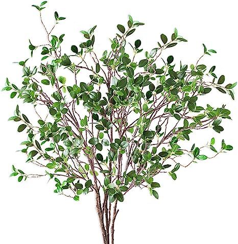 Beebel 3.5Ft Artificial Branches Plants Eucalyptus Shrubs Greenery Stem Ficus Twig Fake Plastic P... | Amazon (US)