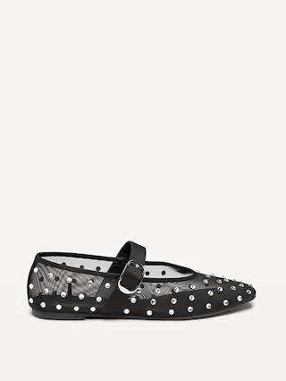 Mesh Embellished Mary Jane Ballet Flat for Women | Old Navy (US)