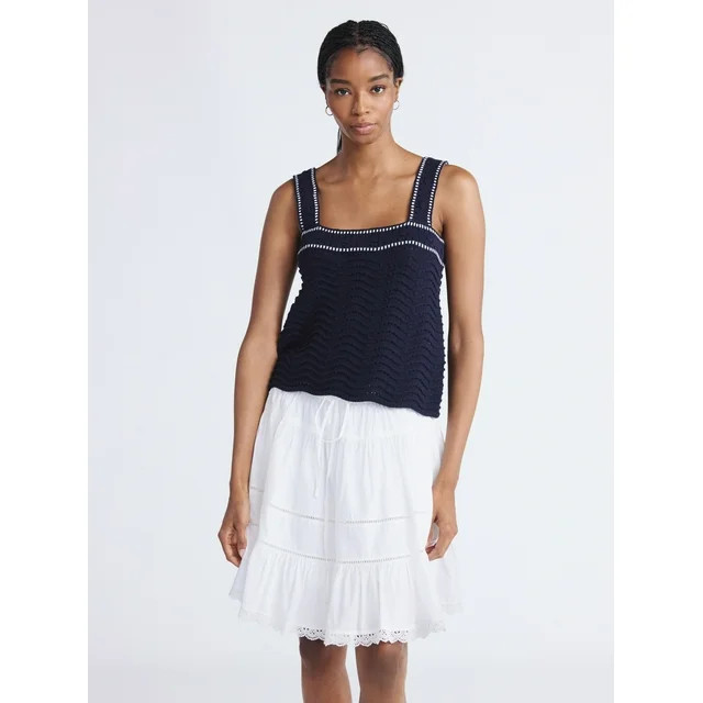 Free Assembly Women’s Textured Tank Top Sweater, Lightweight, Sizes XS-XXL | Walmart (US)