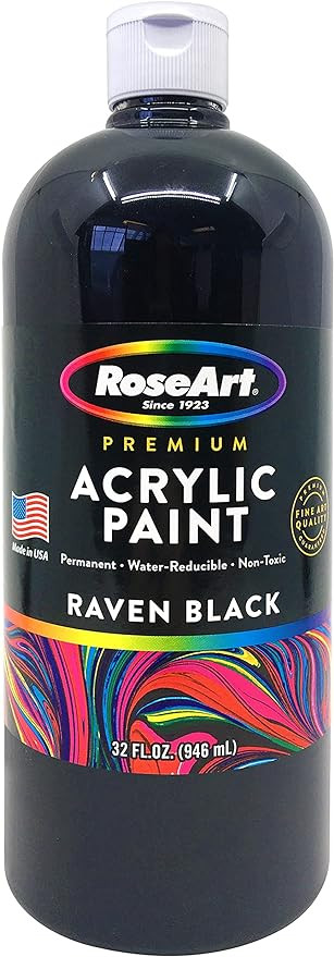 RoseArt Acrylic Paint Raven Black 32oz Bottle, Acrylic Paint for School Projects, Arts & Crafts, ... | Amazon (US)