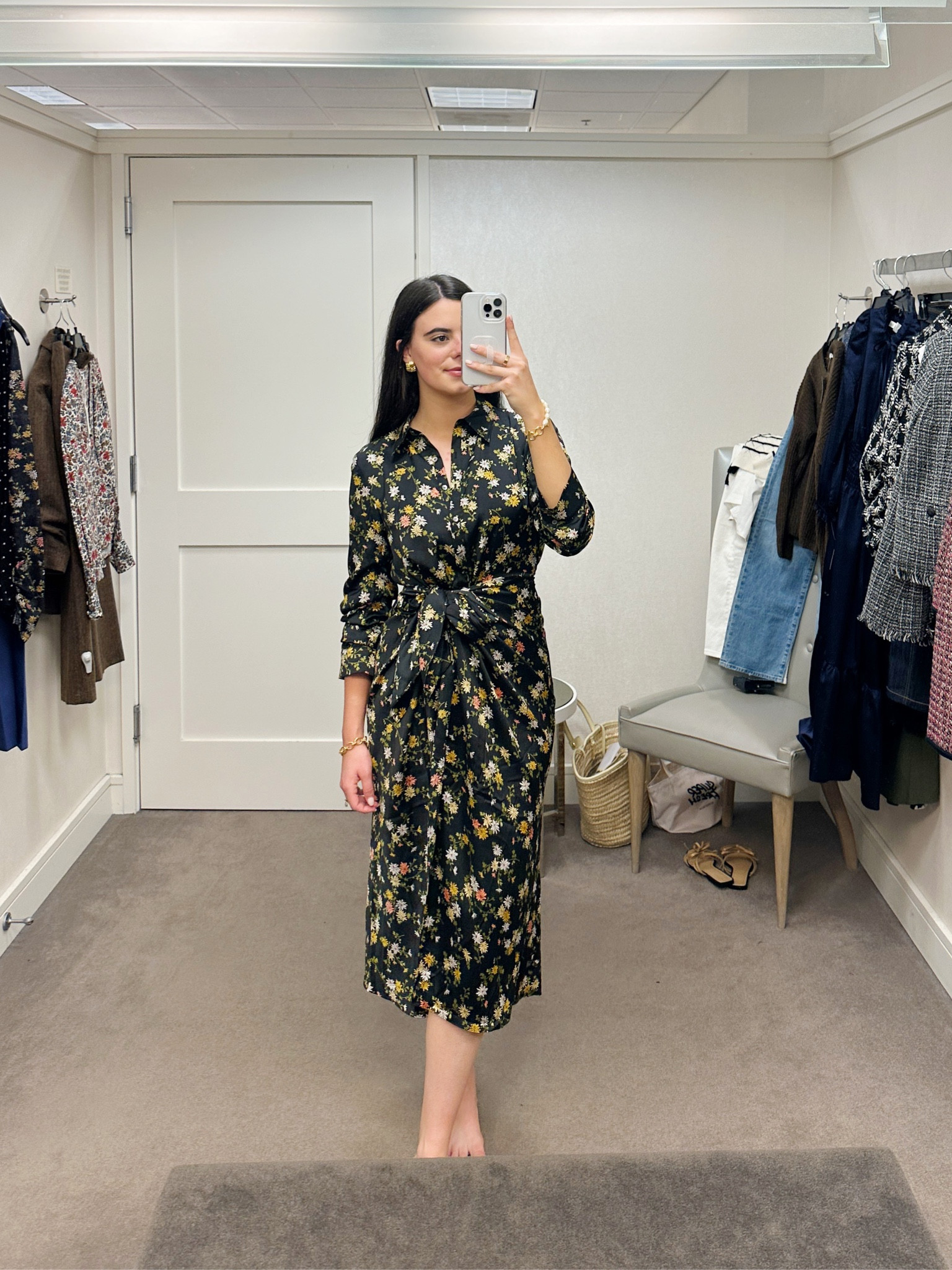 Cinq a Sept gorgeous long wrap dress! This would be perfect for a wedding guest look! 