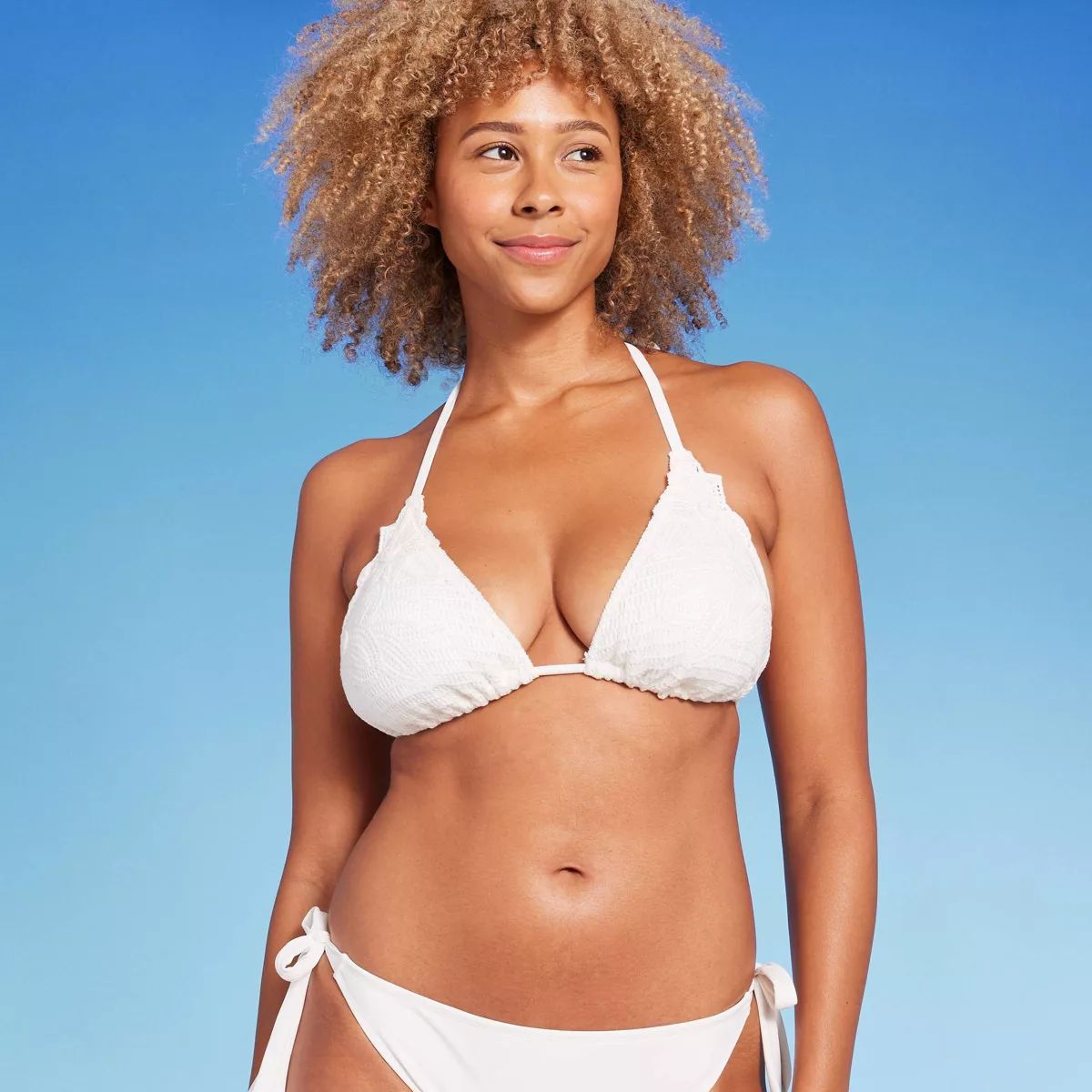 Women'sCrochet Halter Triangle Bikini Top - Shade & Shore™ Off-White S: Retro Style, Soft Fabri... | Target