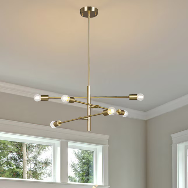 Origin 21 Shaye 6-Light Brushed Gold Modern/Contemporary Dry rated Chandelier | Lowe's