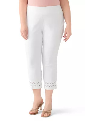 Crown & Ivy Women's Plus Size Millennium Capri Pants, White, 14W | Belk