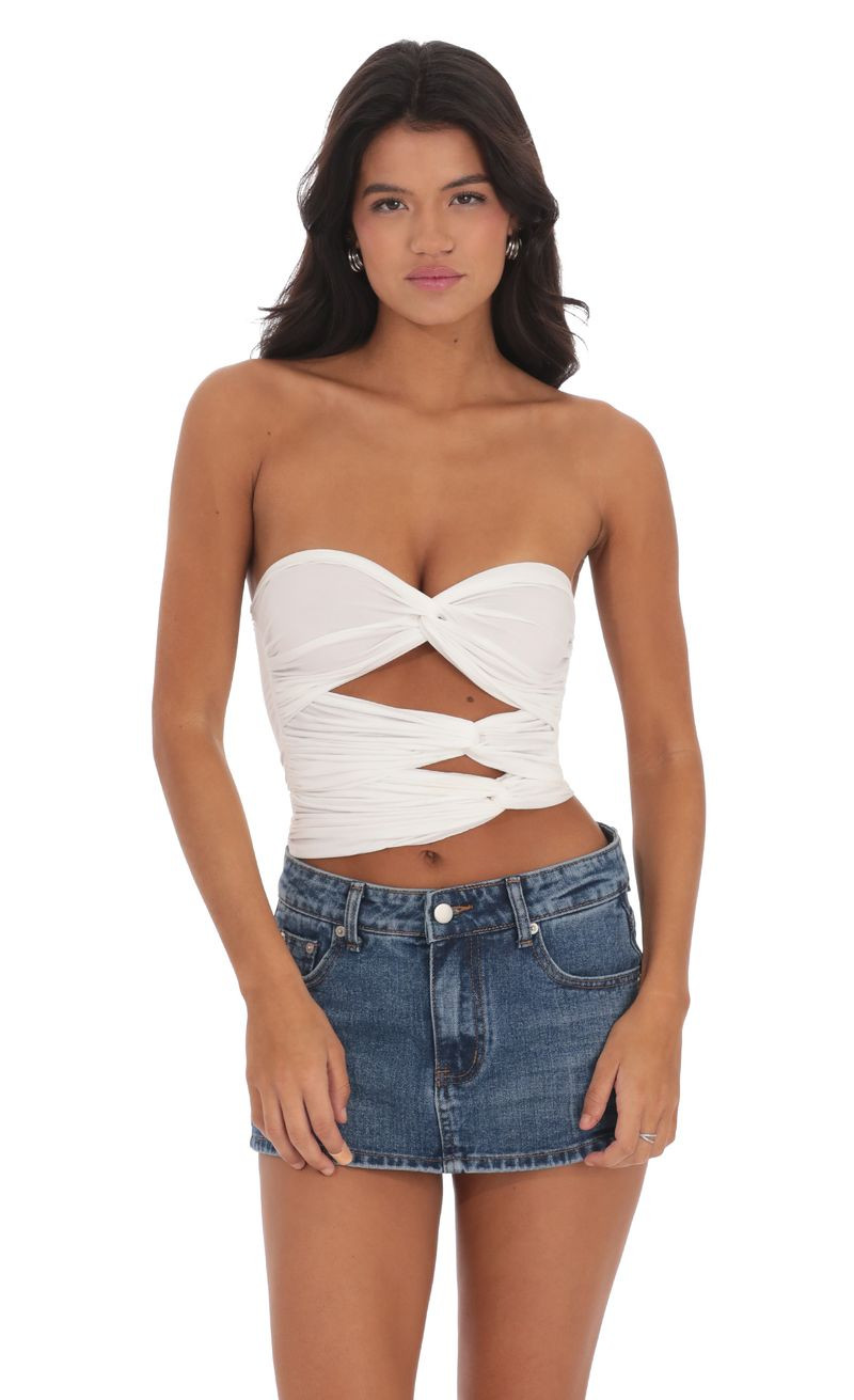 Cutout Twist Top in White | Lucy in the Sky