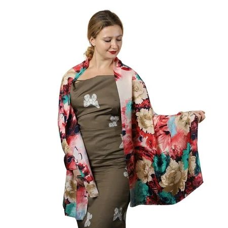Shop LC Pink Flower Printed Cotton Scarf Breathable Quick Drying | Walmart (US)