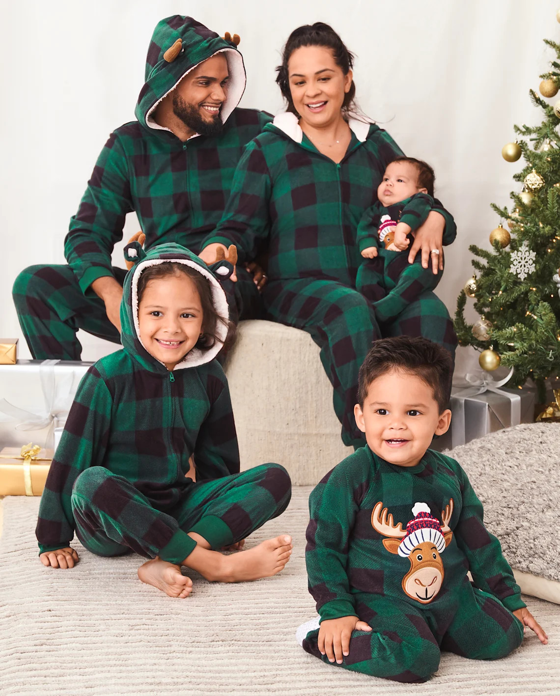 Unisex Baby And Toddler Matching Family Buffalo Plaid Moose Microfleece Footed One Piece Pajamas ... | The Children's Place