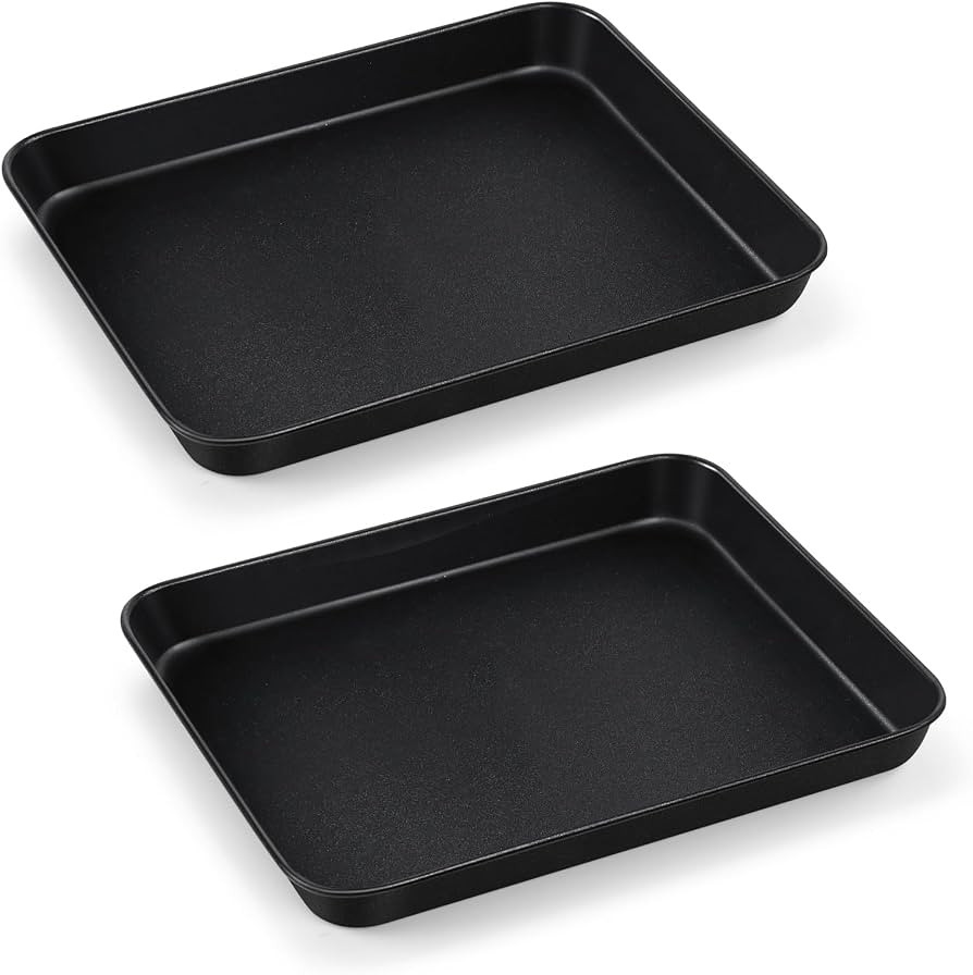 TeamFar Toaster Oven Pans, 10.5 x 8 x 1 Inch Carbon Steel Baking Pan Tray for Compact Ovenware, N... | Amazon (US)
