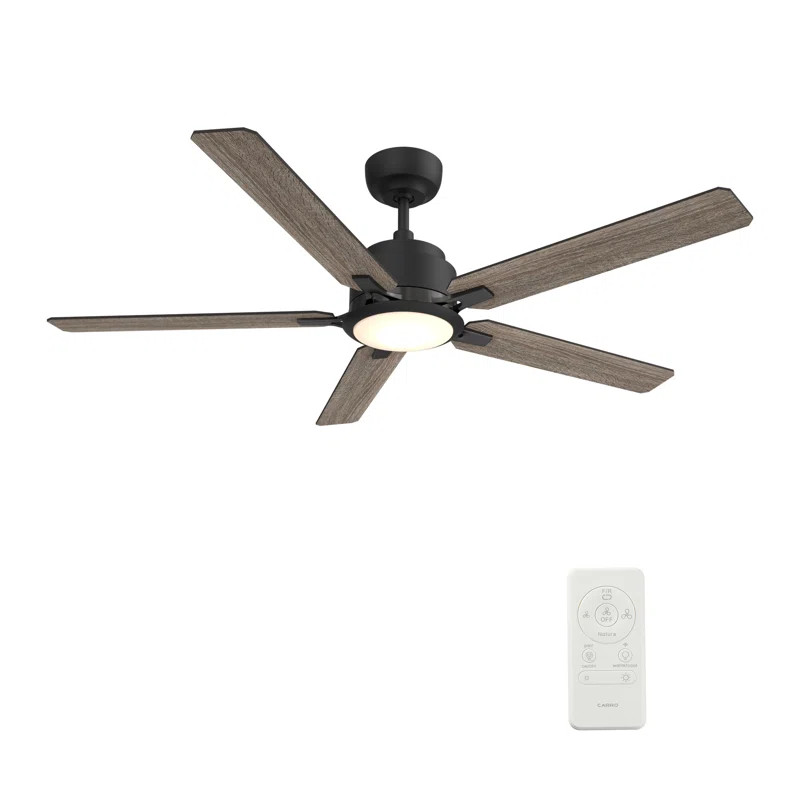 Sreeja Smart 5 - Blade LED Ceiling Fan with Remote Control Light Kit, Downrod | Wayfair North America