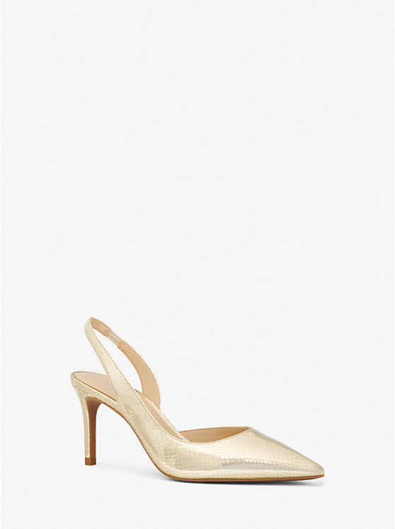 Alina Flex Metallic Snake Embossed Leather Pump | Michael Kors US