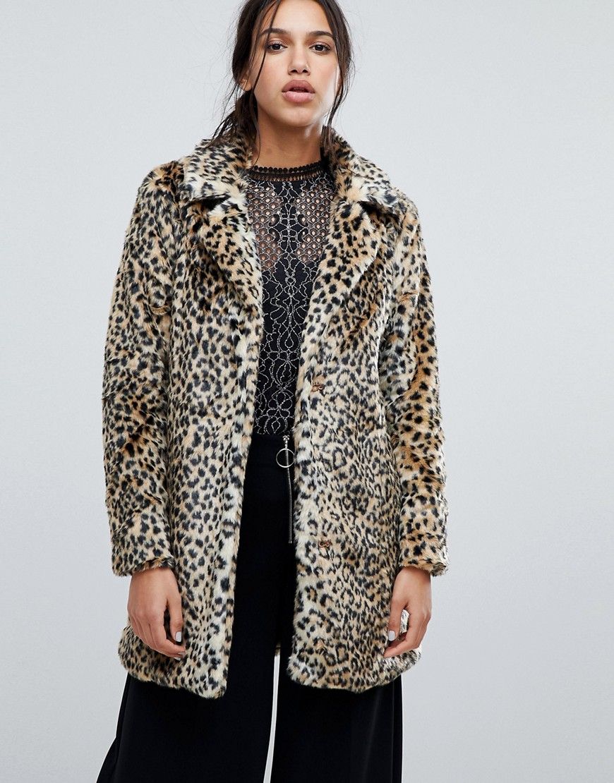 Parisian Faux Leopard Fur Coat - Brown | ASOS US
