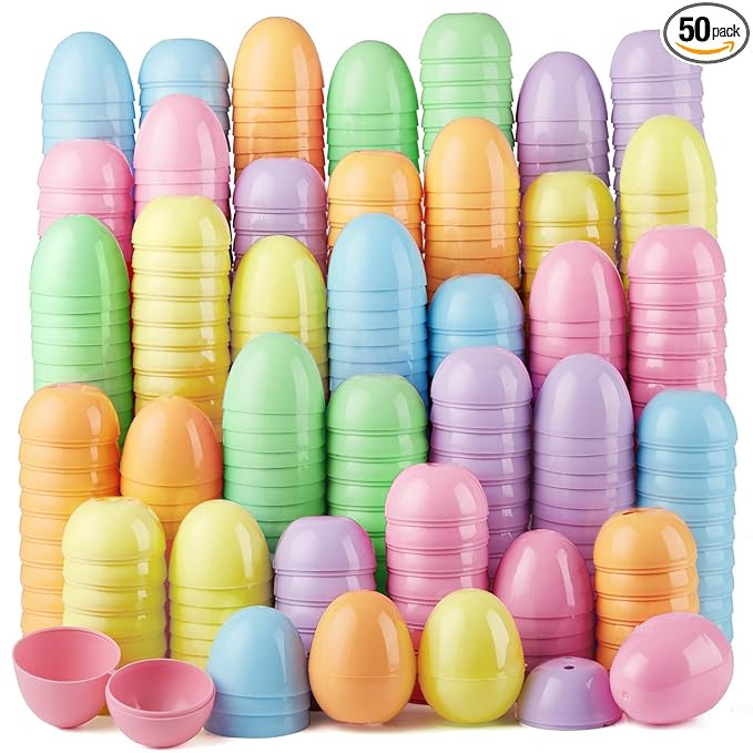 JOYIN 50PCS Pastel Easter Eggs, 2.3" Empty Plastic Eggs, Colorful Plastic Eggshell Bulks for East... | Amazon (US)