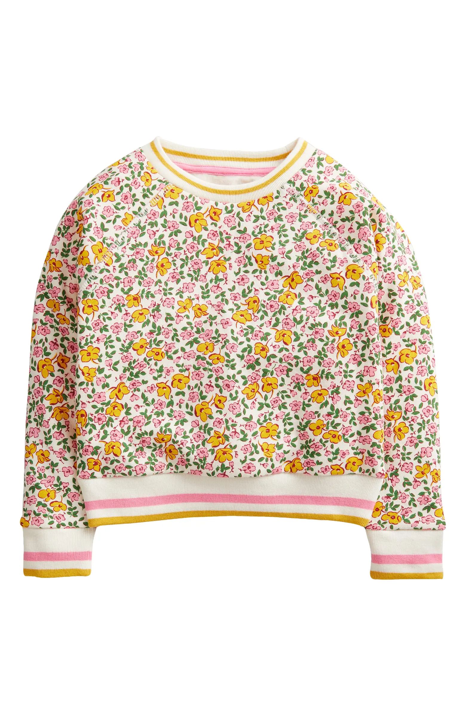 Mini Boden Kids' Floral Print Cotton Blend Sweatshirt | Nordstrom | Nordstrom