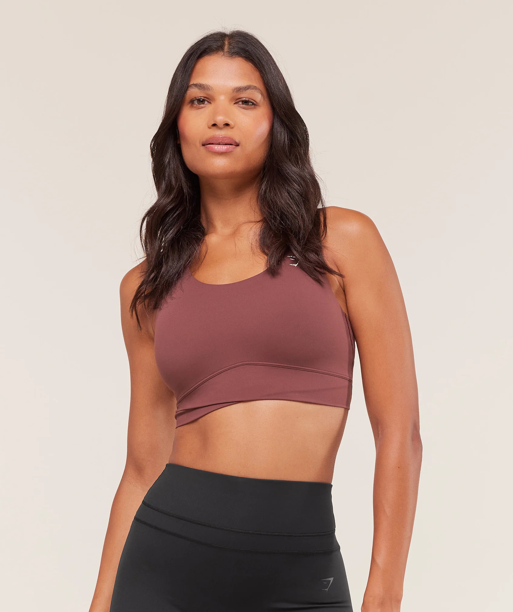 Gymshark Cross Over Sports Bra - Burgundy Brown | Gymshark US