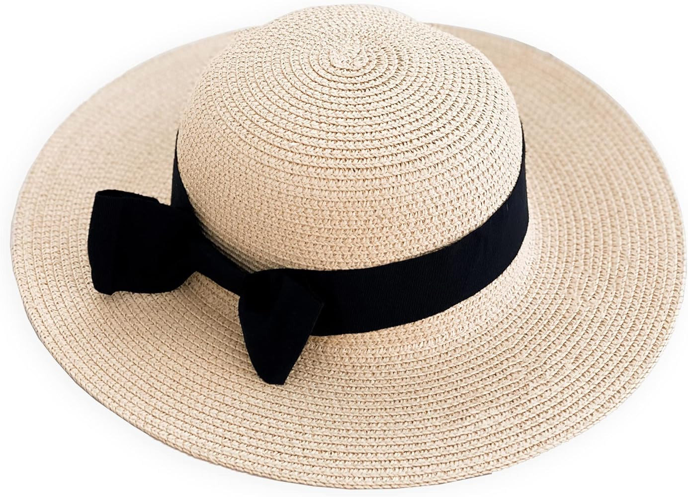 ModParty Girls Beach Hat | Straw Sun Hat with Black Ribbon Bow | Little Girls Summer Hat | Flower... | Amazon (US)