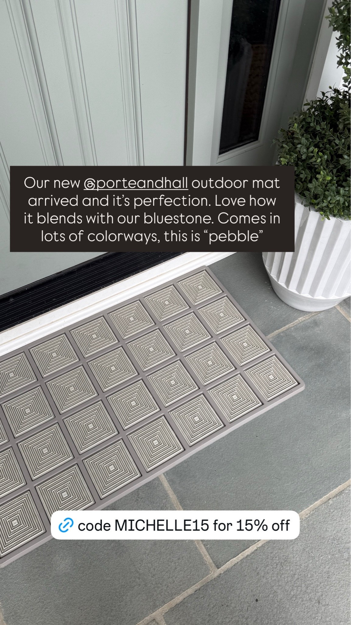 Our new @porteandhall outdoor mat arrived and it’s perfection. Love how it blends with our bluestone. Comes in lots of colorways, this is “pebble”

#LTKSaleAlert #LTKHome #LTKSeasonal