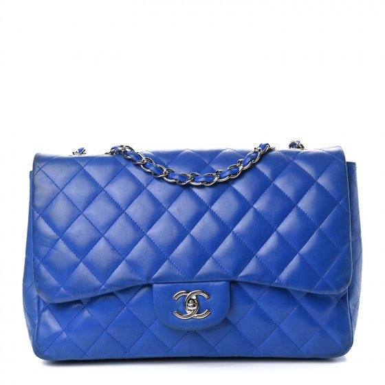 CHANEL Lambskin Quilted Jumbo Single Flap Blue | Fashionphile