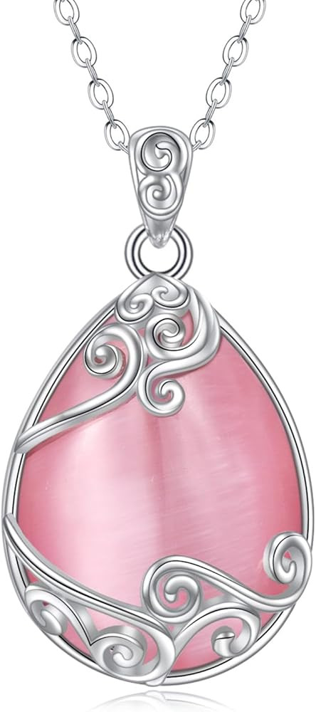 YAFEINI 925 Sterling Silver Moonstone Necklace Filigree Teardrop Pendant Necklace Jewelry for Wom... | Amazon (US)