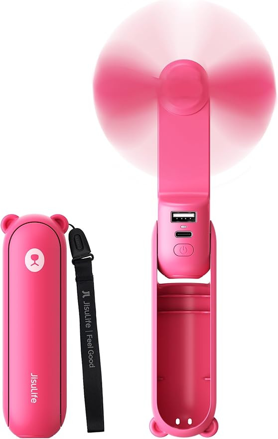 JISULIFE Handheld Mini Fan, 3 IN 1 USB Rechargeable Portable Fan [12-19 Working Hours] with Power... | Amazon (US)