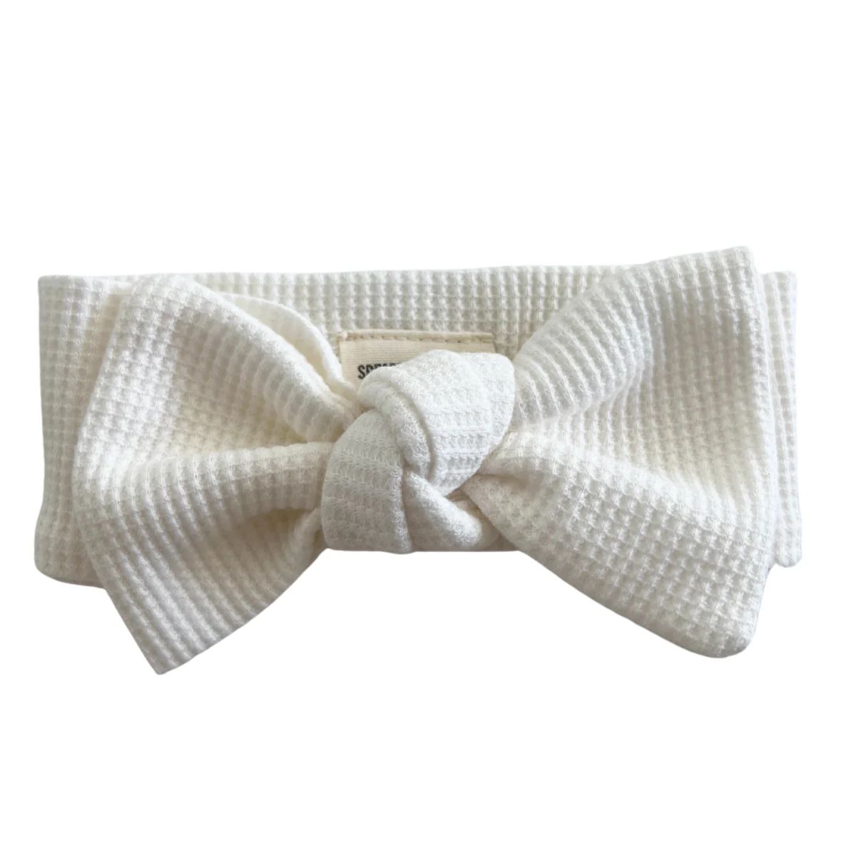 Organic Waffle Knot Bow, Winter White | SpearmintLOVE