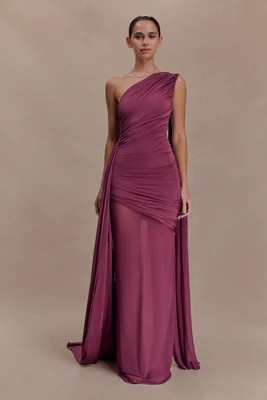Asher Slinky One Shoulder Maxi Dress / Neutral Plum | MESHKI | S | MESHKI US