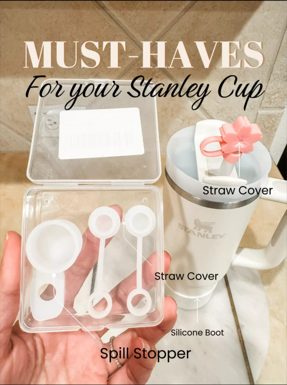 4Pcs Straw Cover Cap fit with Stanley Cup, Silicone Straw Stopper