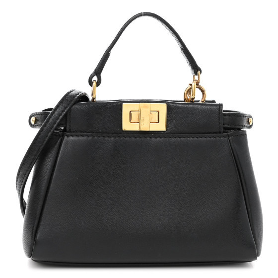 Fendi Nappa Micro Peekaboo Iconic Satchel Black | FASHIONPHILE (US)