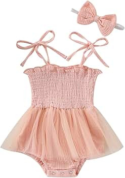 Meihuida Newborn Baby Girl Sleeveless Rompers Summer Clothes Cotton Bodysuit with Headband | Amazon (US)