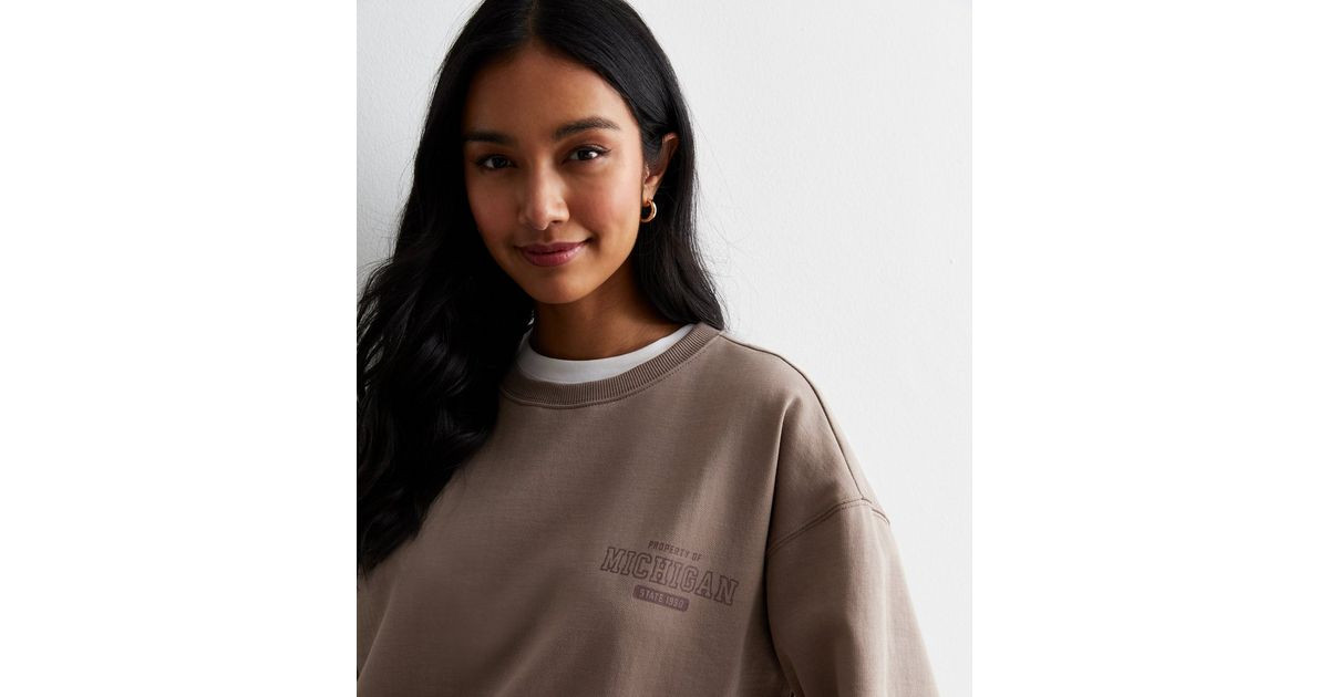 Light Brown Michigan Logo Sweatshirt | New Look | New Look (UK)